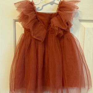 Rust Tulle Ruffle Dress